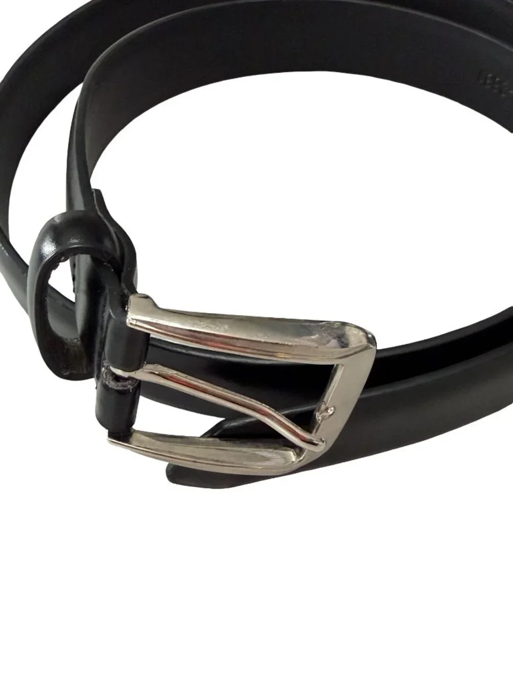 Beverly Hills Polo Club Black Bonded Leather Belt Size 38 Silver Buckle